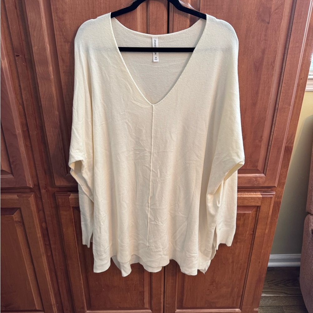 NEW Cream V-Neck Women's Top